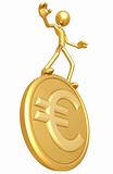Balancing On Gold Euro Coin