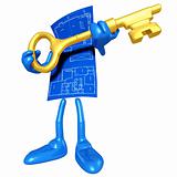 Home Construction Blueprint With Gold Key