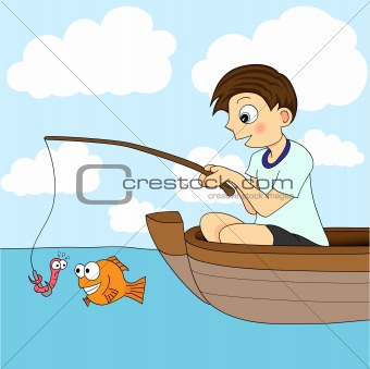 Cartoon Kid Fishing