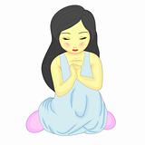 A Cute Little Pretty Girl Kneeling and Praying