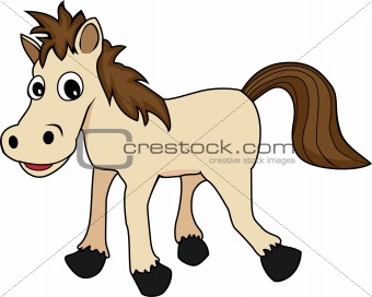 cute happy looking cartoon brown horse
