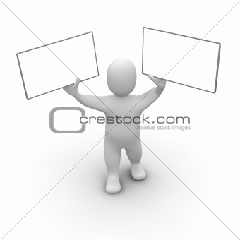 Man with two boards