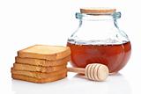 Honey jar and toasts