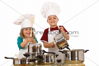 Happy chefs making noise