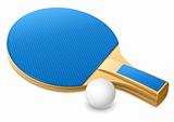 racket and white ball for playing table tennis game