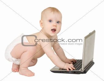 Baby and laptop