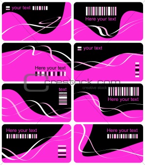 Eight business cards with bar code