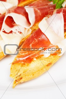 Slices of spanish ham