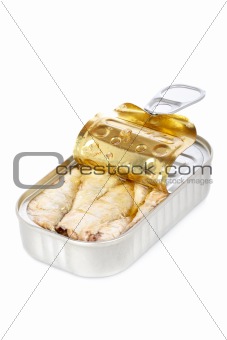 Opened tin of sardines