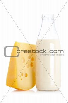 Cheese and milk bottle