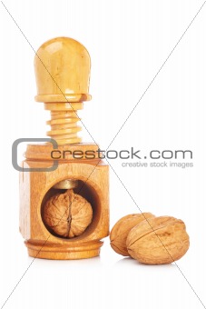 Walnuts and wood nutcracker