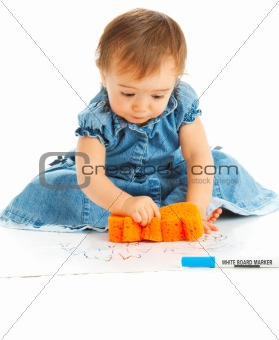 Kid wiping a board