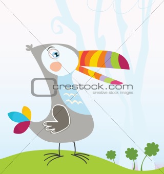 Tropical jungle scene with Toucan