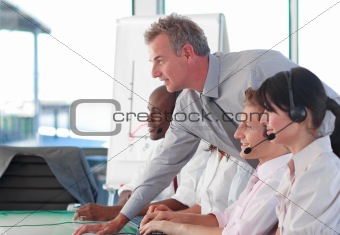 Business people working in a call centre