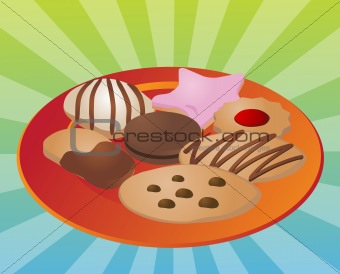 Assorted cookies on plate