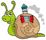 Snail with shell house