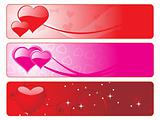 three diffrent colors heart-shape banner