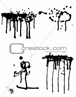 Set of ink blots and leak