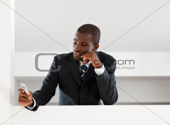 businessman reading emails 
