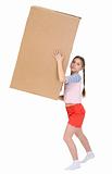 Girl with cardboard box