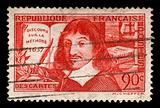 vintage french stamp depicting Rene Descartes