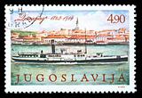 vintage stamp of river ship
