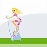 woman exercising on bike