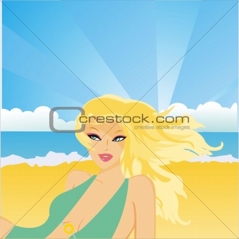 sexy girl over beach background