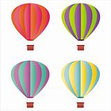 set of 4 colorful hot air balloons
