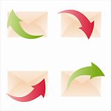 set of 4 mail icons with arrows