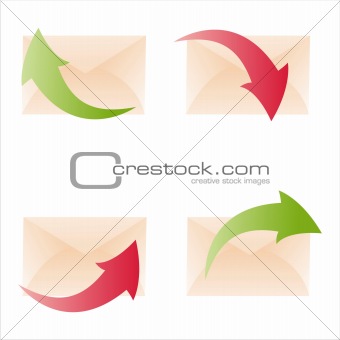 set of 4 mail icons with arrows