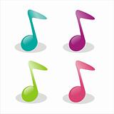 set of 4 colorful musical notes icons