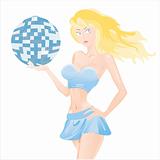 sexy woman with blue discoball