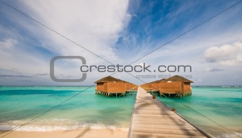 Water bungalows at a tropical island
