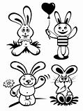 cartoon rabbits set