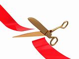 scissors and red ribbon
