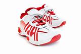 Red-white kids training shoes.