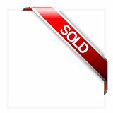 Red corner ribbon for sold items