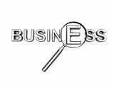 business word with magnifying glass