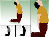 male in yoga pose loooking upwards