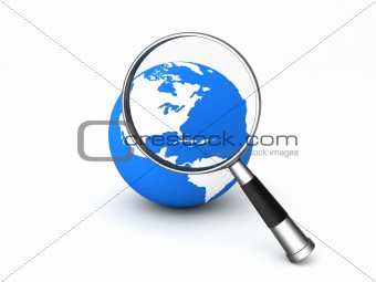 magnifier on globe