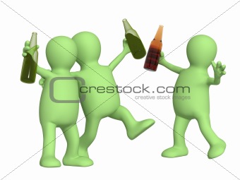 Cheerful friends with bottles of beer 