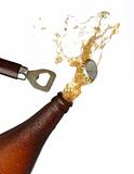 Opening a bottle of cold beer, splash image