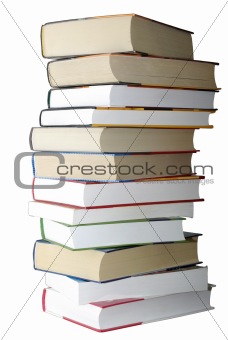 Stack of books isolated on white background.