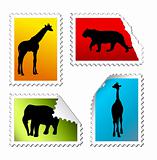 set of safari post stamps 