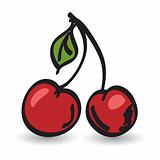 Red cherries editable vector