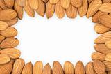 Almond nuts frame, clipping path.