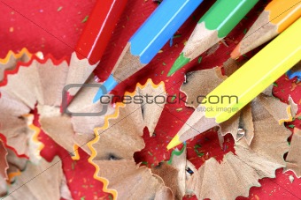 Pencils and wood shavings