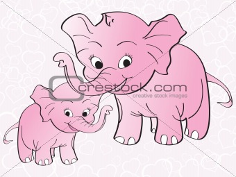 pink heart background with elephant