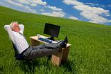 Businessman Relaxing In a Green Office
